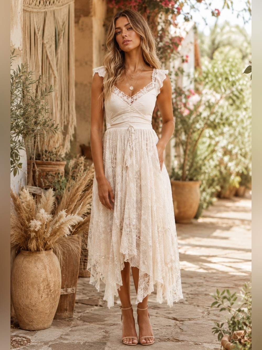 Spell of the gypsy collective womans Le Gauze Lace Kerchief midi Dress size S